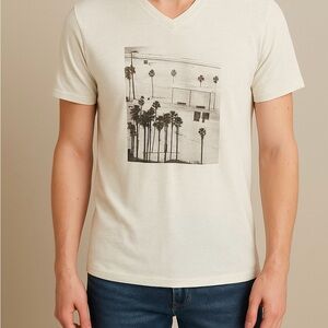 Express Men's Cream Graphic Tee S